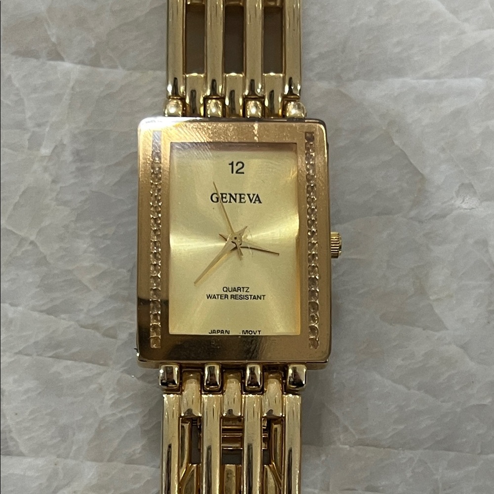 Geneva Gold Rectangular Face Watch - image 2